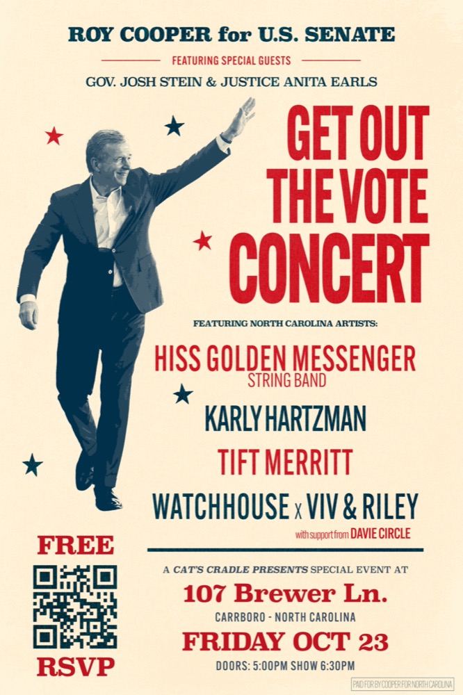 Roy Cooper for U.S. Senate<br>Get Out the Vote Concert